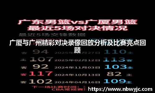 广厦与广州精彩对决录像回放分析及比赛亮点回顾